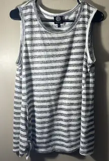 Bobeau gray white striped tank top knotted bottom sz large