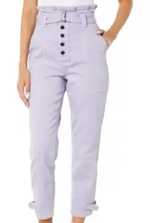 Ted Baker High‎ Waist Paper Bag Tapered Leg Cargo Pants Lavender Size 32