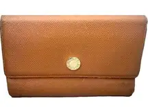 Authentic BVLGARI Leather Brown Multi Fold Wallet