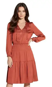 Grade & Gather Rust Smocked Drop Waist Peasant Gypsy Dress Size S Feminine