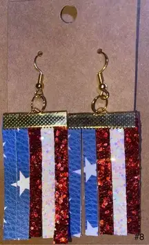 ☀️SALE☀️ Red, White, and Blue Glitter Dangle Earrings