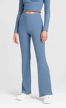 Wild Fable Ribbed Flare Pants Dusty Blue Knit Lounge Stretch S