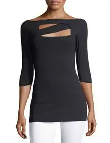 CHIARA BONI Le Petite Robe Becca Bateau Neck Cutout Evening Top Black Size 4 /40