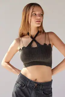 Gray Black Out From Under Atlas Seamless Keyhole Bra Top