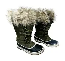 Sorel Joan of Arctic Winter Boots Grey Faux Fur Waterproof Snow Boots Size 7