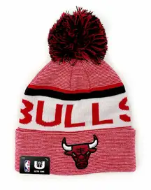 Chicago Bulls Winter Hat Beanie Mens Womens NBA Fan Gear Gift Red White Stripes