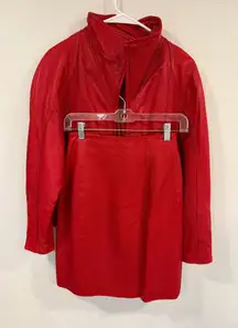 Andrew Marc Vintage Red Leather Jacket & Skirt Set Size Small VGUC