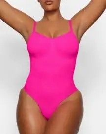 NWOT SKIMS Sculpting Bodysuit with Snaps Hot Florescent Pink Size S/M