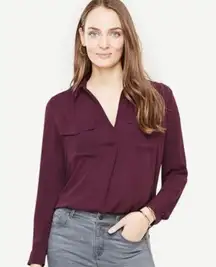 Ann Taylor Camp Shirt- Plum