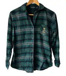 Ralph Lauren Flannel Pajama Shirt Cotton Blend Long Sleeve