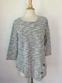 Retrology Grey & White 3/4 Sleeve Blouse