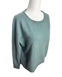 Magaschoni 100% Cashmere Green Crew Neck Long Sleeve Sweater Size Medium Women's