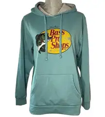 Bass Pro Shops Hoodie Large L Johnny Morris Pullover Aqua Sea Blue