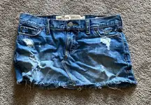Hollister Distressed Denim Jean Mini Skirt SIZE 1