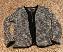 J.Crew‎ Black White Textured Knit Open Front Blazer Jacket - Women's Small