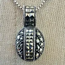 Judith Jack Sterling Marcasite Oval Pendant necklace
