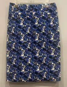 Floral Blue Pencil Skirt