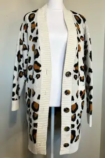 Leopard Print Button up Cardigan in Cream and Black
