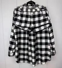 Free Press Black White Gingham Shorts Oversized Button Up Shirt Pajama Set Sleep