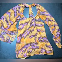 Diane Von Furstenberg Size 4 100% Silk Orange Blouse