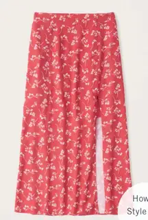 Abercrombie + Fitch Red Floral Midi Skirt Size XSP
