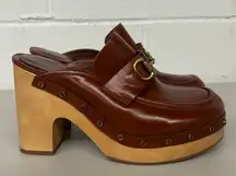 Jeffrey campbell sz9 Beffany dark brown loafer heels clog slip on chain buckle