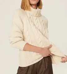 TOCCIN NY Women's Chunky Sweater w Balloon Sleeves size Medium in Vanilla