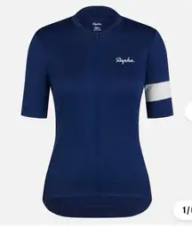 Rapha Women’s Core Jersey Navy Blue White Stripe Cycling Biking Athletic