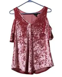 a.n.a. a new approach Cold Shoulder Top Pink Velour Size XS Wedding Guest Office