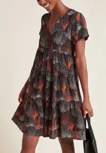 Maeve by Anthropologie Tania Tiered Boho Harper Tunic Dress V-Neck Short Sleeve