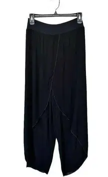 BOHO Pants T.Zovich Relaxed Wrap Slit Boho Beach Vacation Black Small NWT