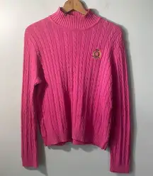 Ralph Lauren  vintage “Barbie pink” 100% cotton cable knit sweater sz Lg