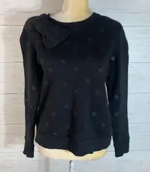 Black Glitter Polka Dot Sweatshirt with Large Bow Size small