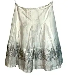 Jones New York White Cotton Linen Metallic Jacquard Skirt 4