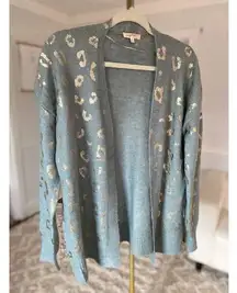 Mystree Cardigan Metallic Leopard Print Cozy Trendy Parisian Luxe Quiet Luxury