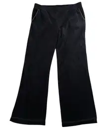 Vtg Ralph Lauren LRL Sz L Velour Wide Legs Pants Black Pull On Velvet Stretch
