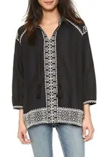 Madewell‎ black Peasant tassel embroidered blouse