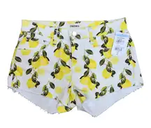 L'AGENCE Womens Audrey Mid Rise Shorts | Ivory/Yellow Lemons Size 23 | NWT