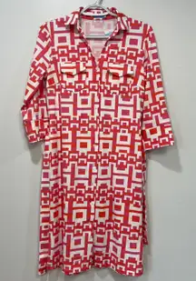 J Mclaughlin Womens Brynn Dress XS NWT $228 Brown‎ Catalina Pink White Geo Block