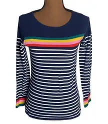 Boden Breton long sleeve top striped with colorful accent size 4