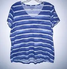 L.L. Bean Blue White Stripe Women's T Shirt Size Large