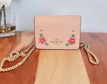 Coach Mini Wallet On A Chain With Floral Whipstitch