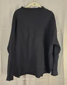 Frank & Eileen Womens Black Effie Long Sleeve Funnel Neck Capelet Sweater Medium