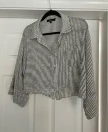 Lulus striped cropped button down 
