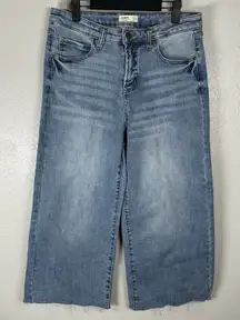 Oat New York Jeans Womens Size 10/30 Wide Leg Stretch Cropped Raw Hem Light Wash