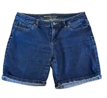 Women’s Michael Kors dark wash Bermuda stretch denim shorts