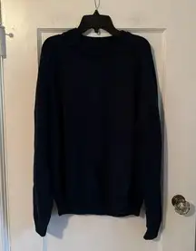 LANDS END Sweater Women's Large 14-16 Navy Pullover Long Sleeve Crew Neck EUC