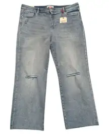 NEW Arula Womens Plus 22 Jeans Mid Rise Straight Leg Crop Denim Ripped Knees NWT