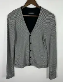 Club Monaco Cardigan M Black Pima Cotton Minimalist Preppy Quiet Luxury Basics