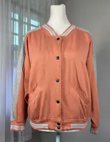 Vintage ‘90s Outside Interests Peach, Gray & White Snap Button Sweatshirt